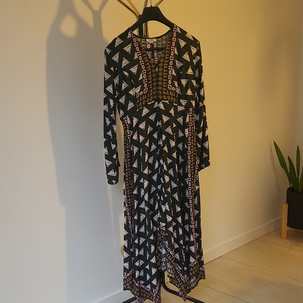 Geometric Black and White Dress